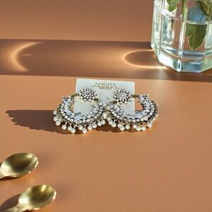 Amrita Singh Crystal & Pearl Gold-Tone Chandelier Earrings